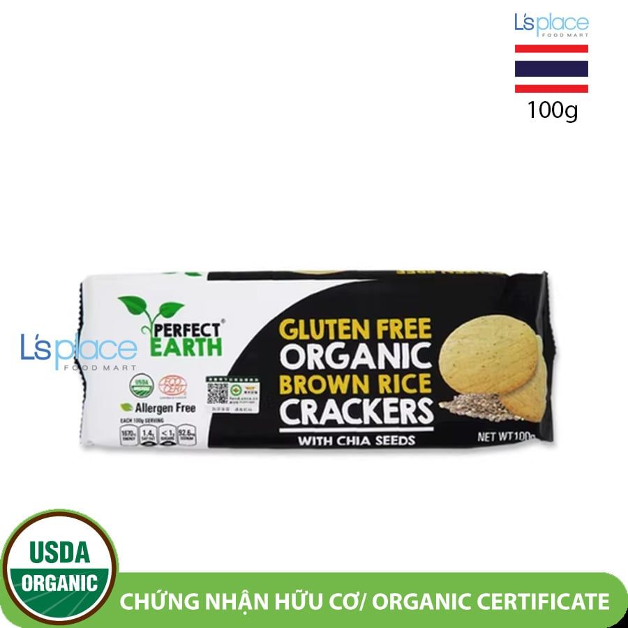 Perfect Earth Bánh crackers gạo lứt vị hạt chia
