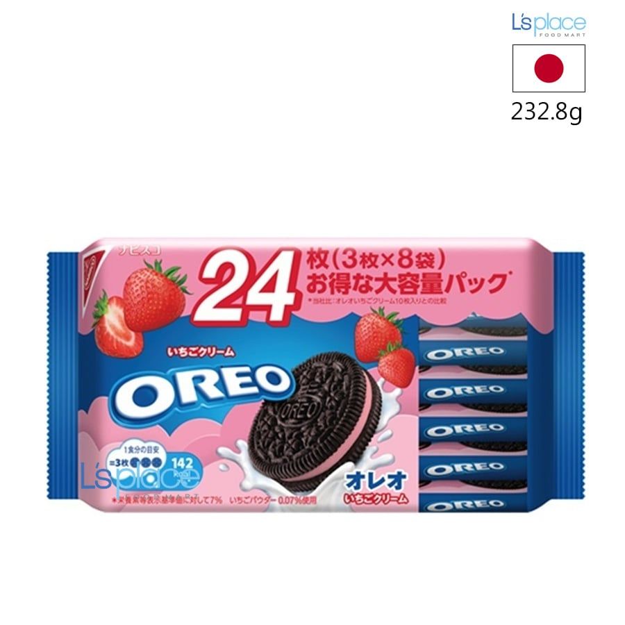 Oreo Bánh Quy Socola kẹp Kem Dâu Tây Gói Gia Đình