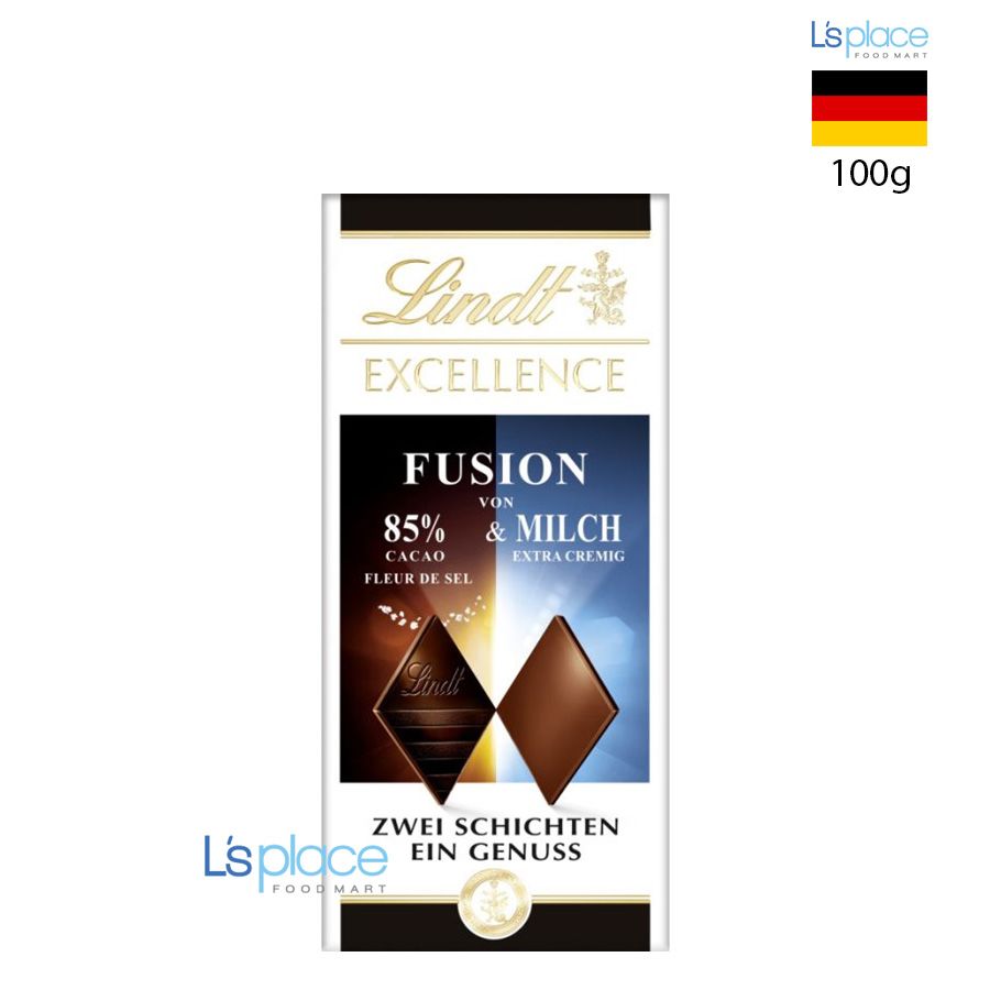 Lindt Excellence Fusion Socola đen 85% cacao muối & socola sữa