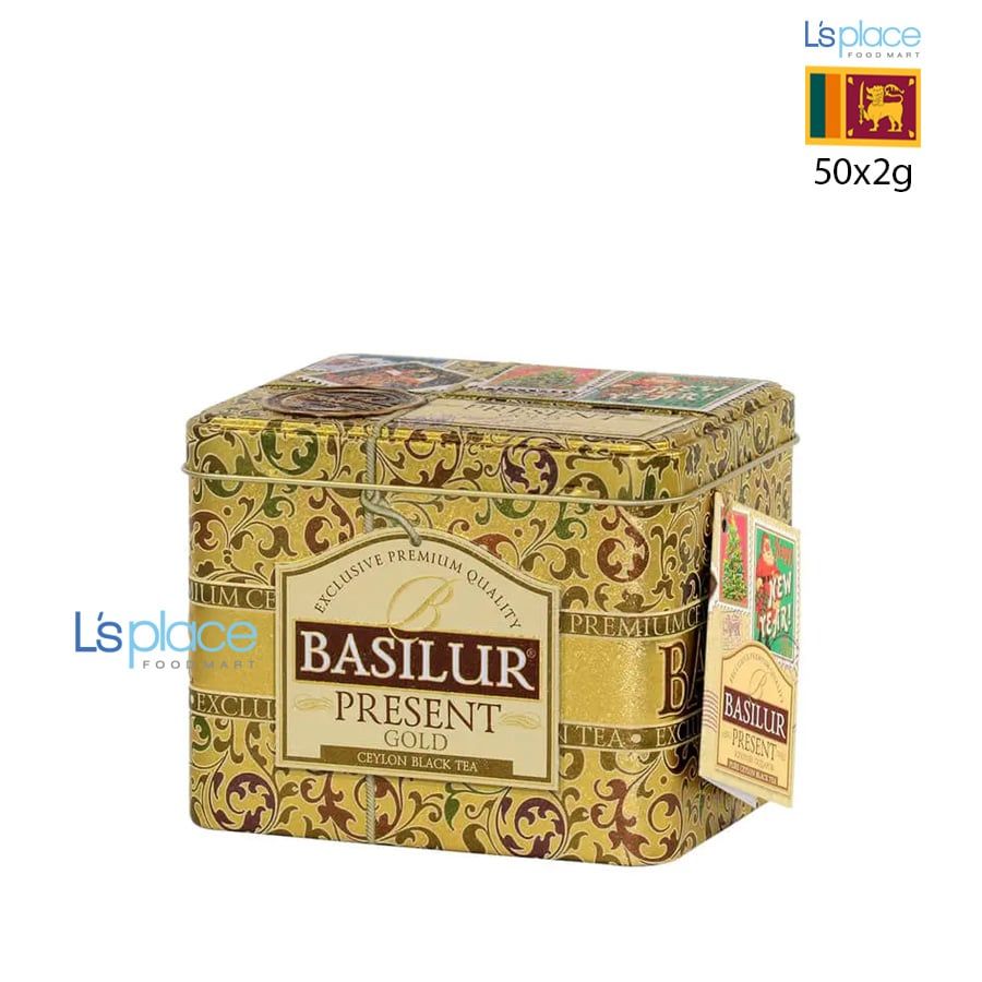Basilur Trà đen Ceylon Present Gold hộp thiếc