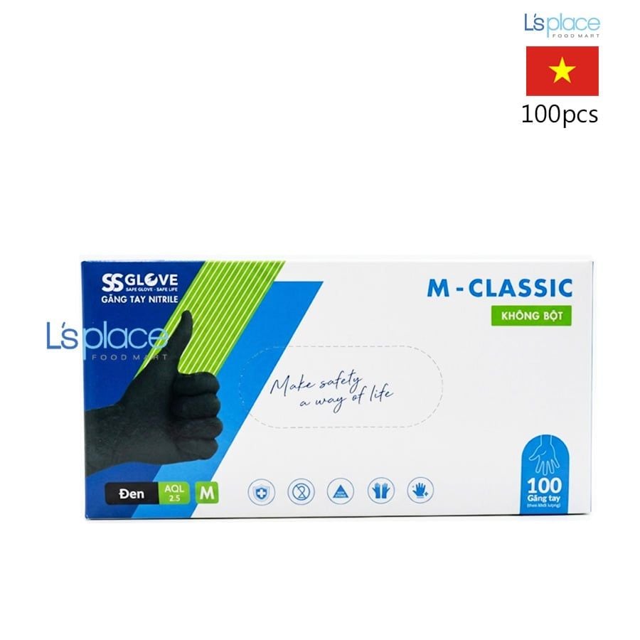 S&S Glove Găng Tay Nitrile Màu Đen