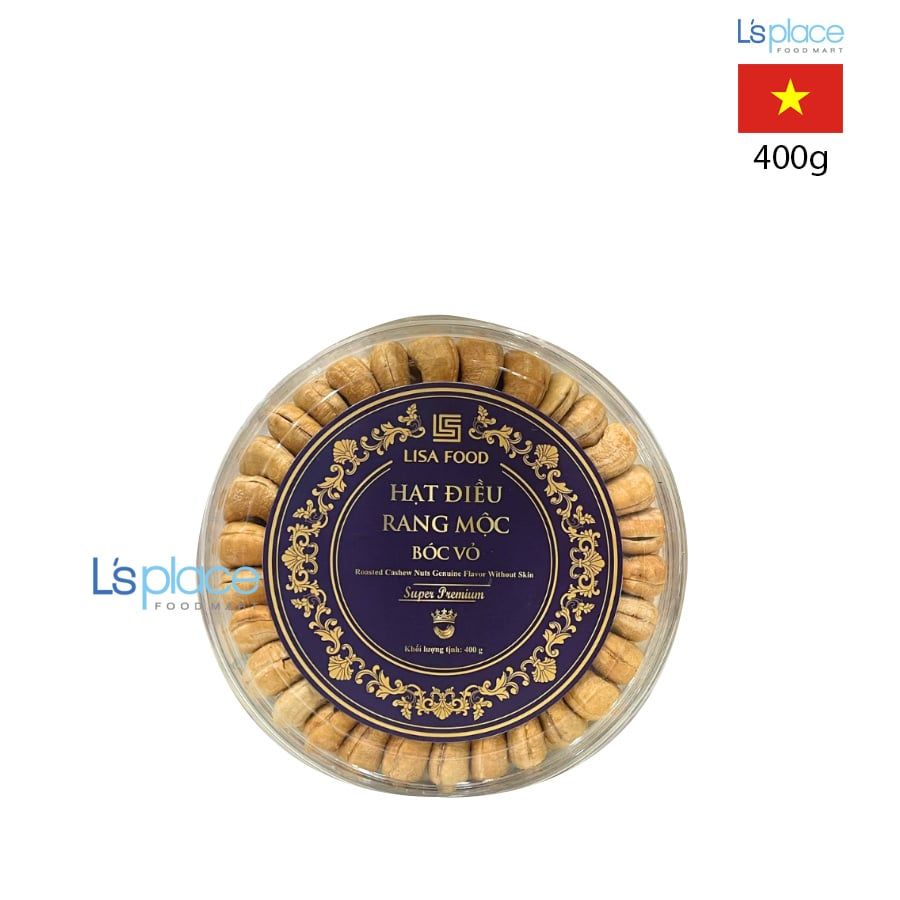 Lisa food Hạt điều rang mộc bóc vỏ hộp tròn