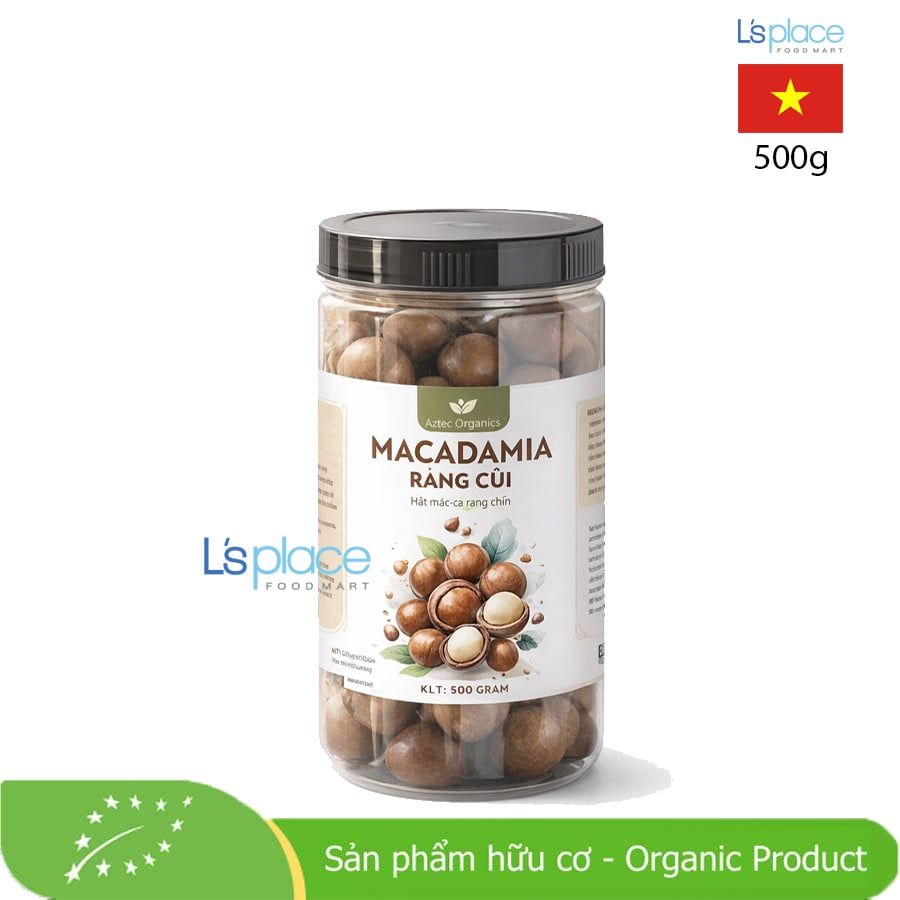 Aztec Organics Hạt Mắc ca rang củi hữu cơ