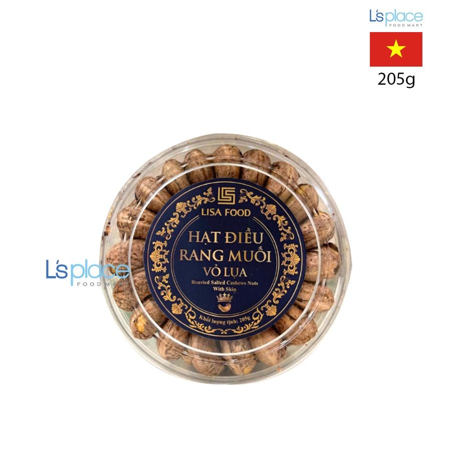 Lisa food Hạt điều rang muối vỏ lụa hộp tròn