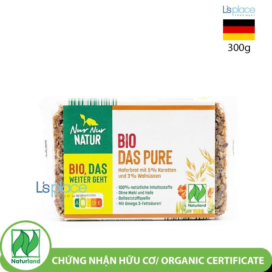 Nur Nur Natur Bánh mì yến mạch hữu cơ Bio Das Pure cà rốt óc chó