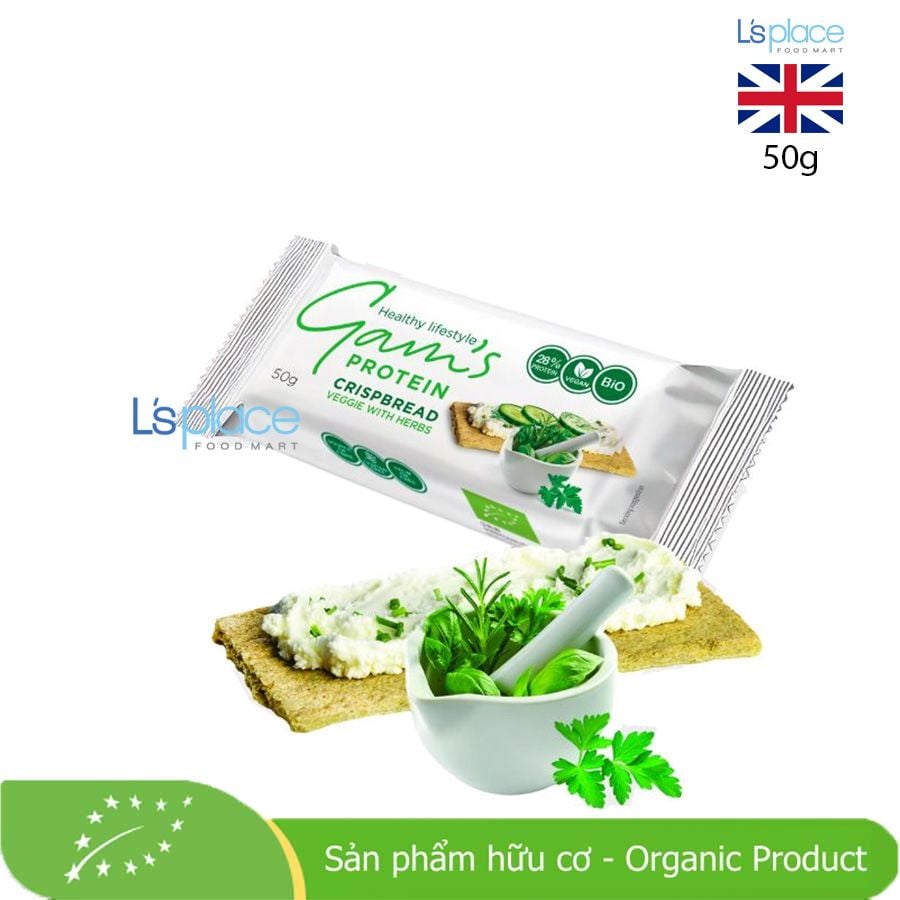 Gam's Protein Crispbread Bánh crackers hữu cơ vị thảo mộc