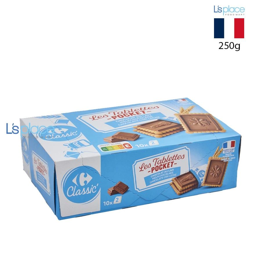 Carrefour Classic Bánh quy socola sữa Les Tablettes Pocket