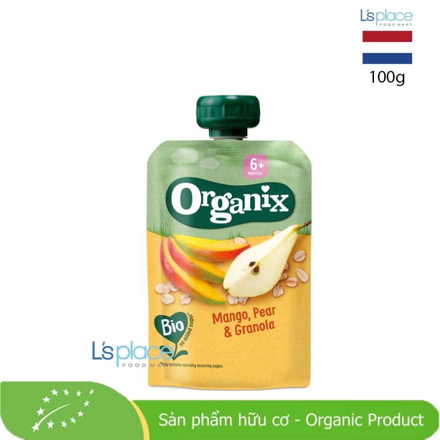 Organix Trái cây nghiền và hỗn hợp yến mạch hữu cơ vị Xoài Lê
