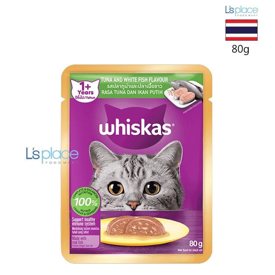 Whiskas Thức Ăn Cho Mèo Lớn Vị Cá Ngừ & Cá Thịt Trắng
