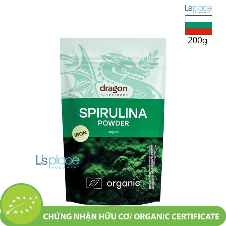 Dragon Superfoods Bột tảo xoắn Spirulina hữu cơ thuần chay
