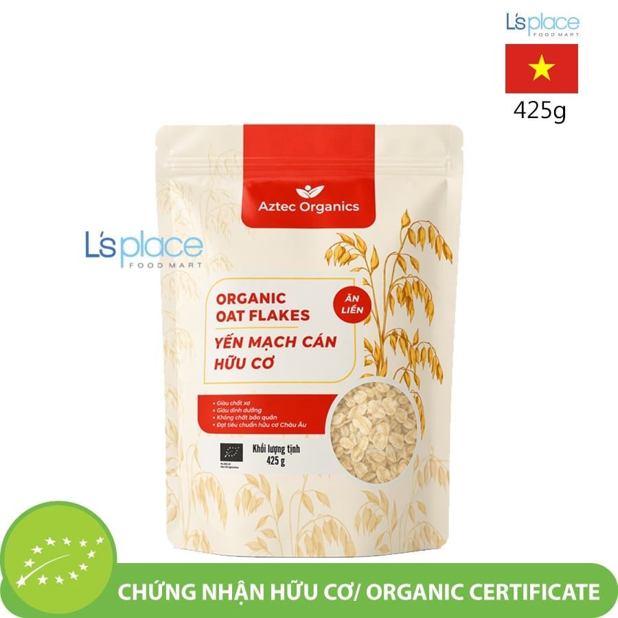 Aztec Organics Yến mạch cán mỏng hữu cơ gói lớn