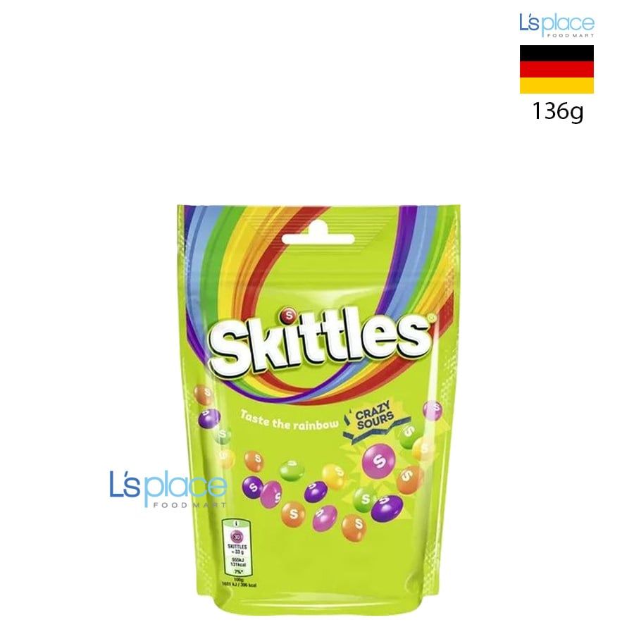 Skittles Kẹo trái cây túi xanh Crazy Sours