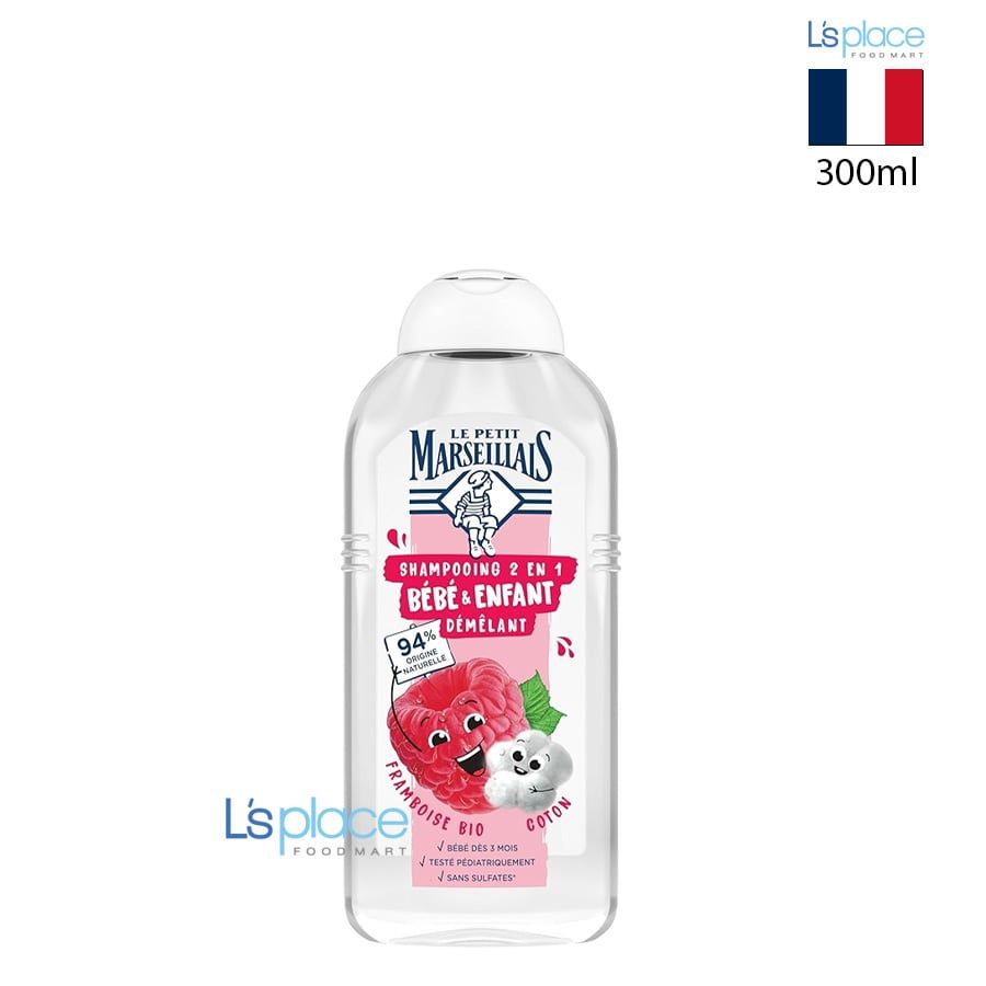 Le Petit Marseillais Dầu gội 2in1 trẻ em hương mâm xôi hữu cơ và bông