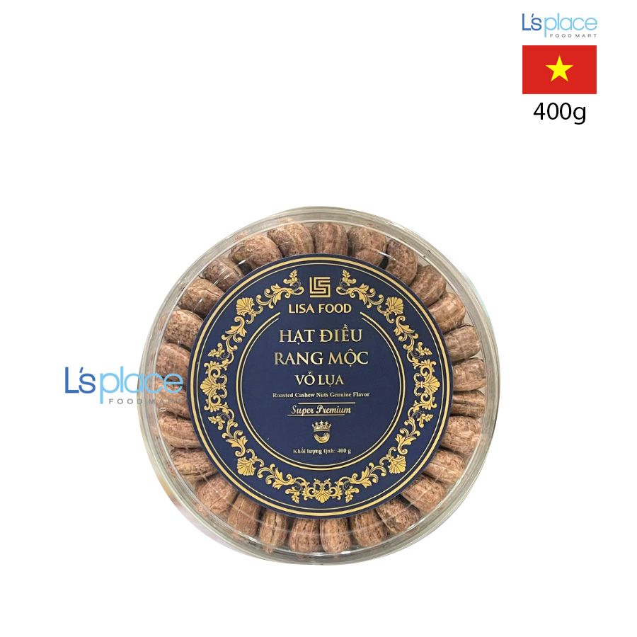 Lisa food Hạt điều rang mộc vỏ lụa hộp tròn
