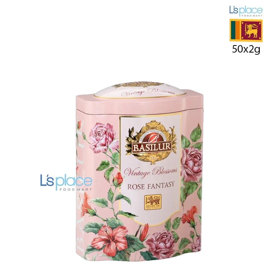 Basilur Trà Vintage Blossoms Rose Fantasy hộp thiếc