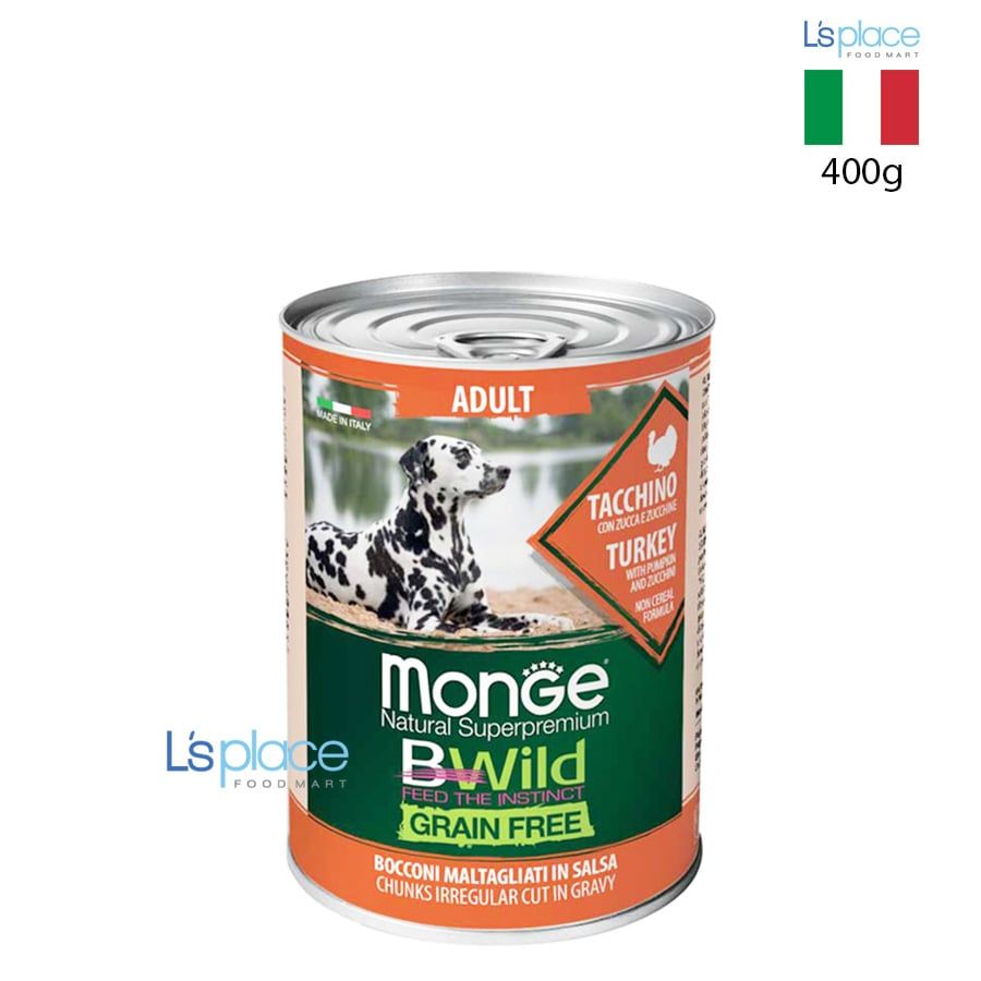 Monge Bwild Pate chó lớn vị thịt gà tây bí ngô & bí ngòi