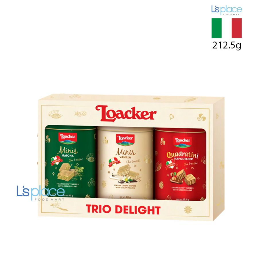 Loacker Bộ bánh xốp Trio Delight hộp thiếc