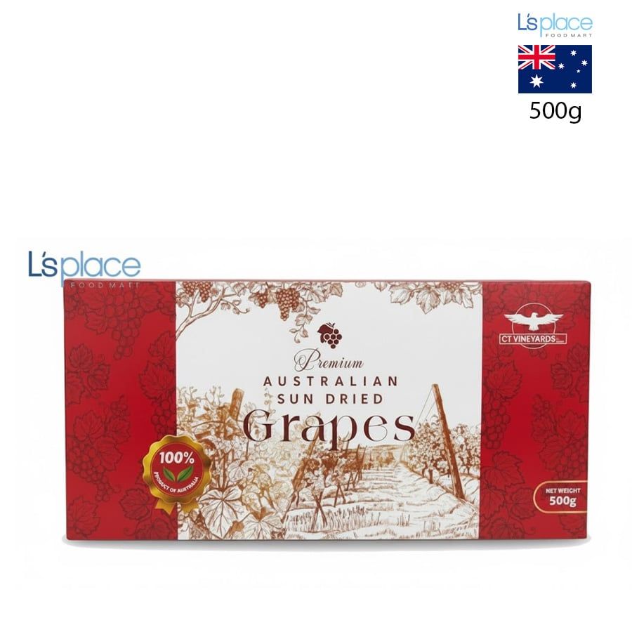 CT Vineyards Nho khô nguyên cành Thompson hộp đỏ trắng