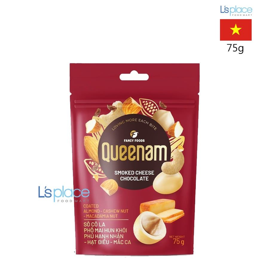 Queenam Socola Phomai hun khói phủ hạnh nhân hạt điều mắc ca