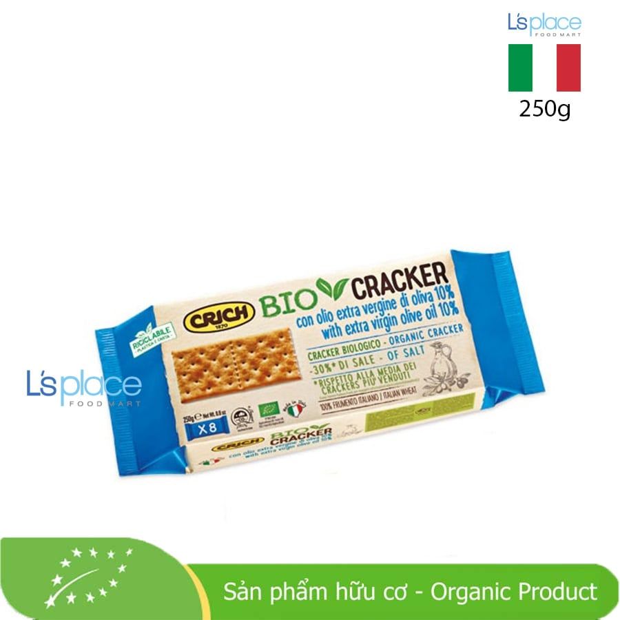 Crich Bánh crackers hữu cơ dầu oliu giảm 30% muối