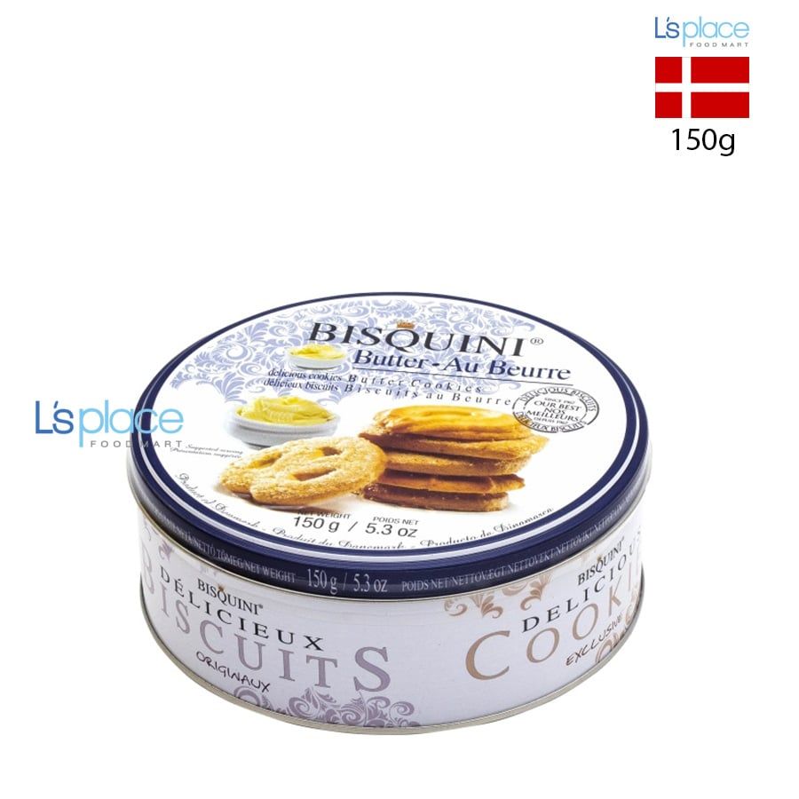 Bisquini Bánh quy bơ hộp thiếc tròn