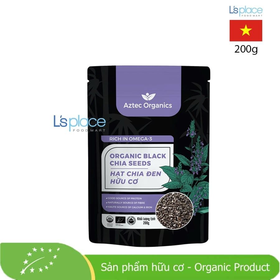Aztec Organics Hạt chia đen hữu cơ