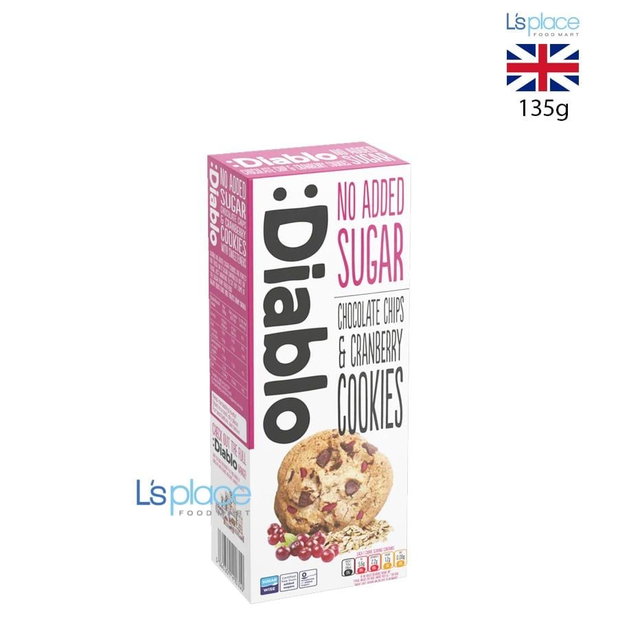 Diablo Bánh quy không thêm đường vị Socola chips và nam việt quất