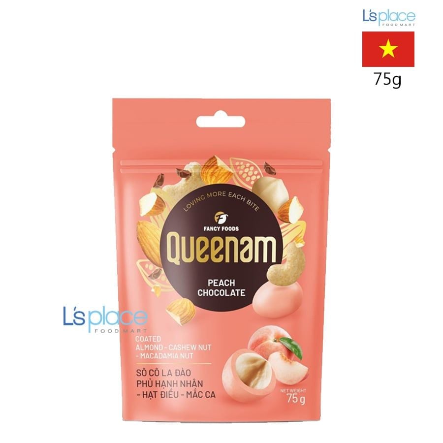 Queenam Socola đào phủ hạnh nhân hạt điều mắc ca
