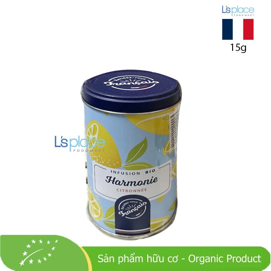 Infusion Bio Trà thảo mộc hương chanh hữu cơ hộp thiếc