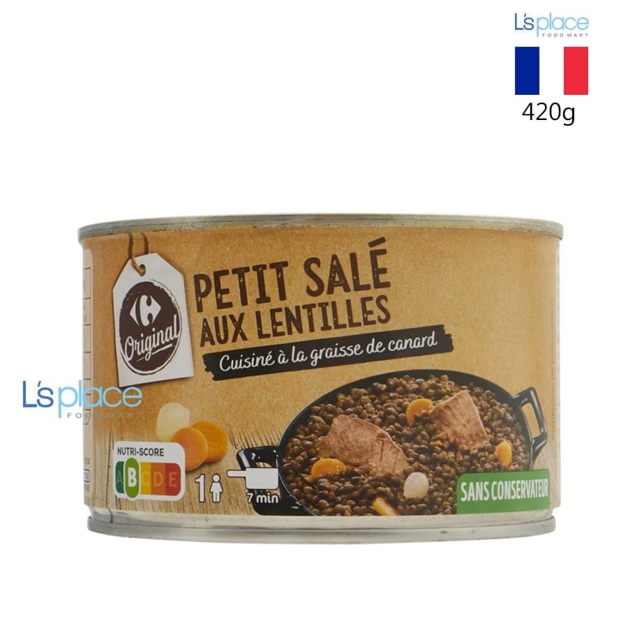 Carrefour Original Bữa ăn chế biến sẵn với thịt lợn muối và đậu lăng