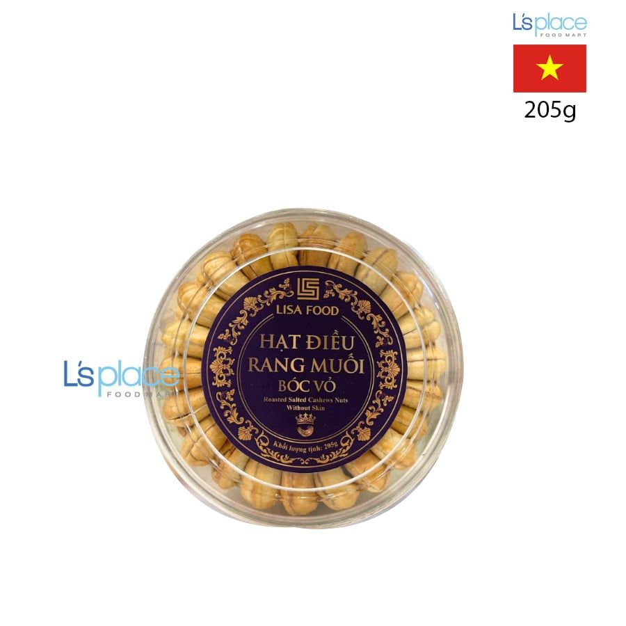 Lisa food Hạt điều rang muối bóc vỏ hộp tròn