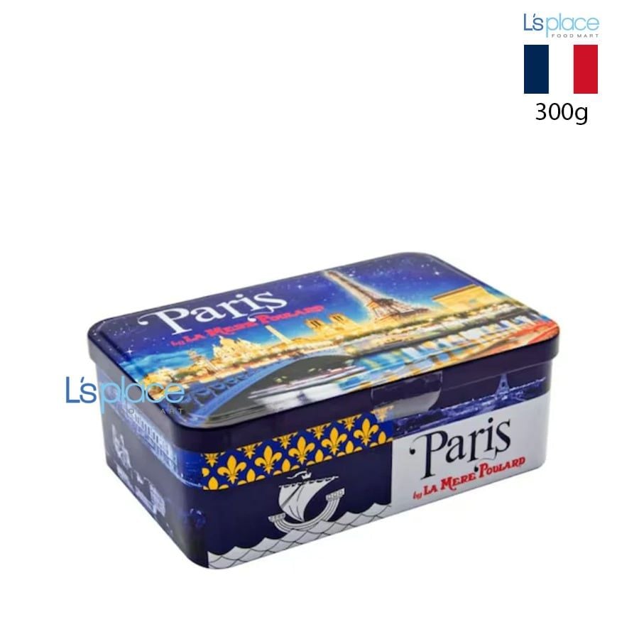 La Mère Poulard Bánh quy Paris hộp thiếc xanh