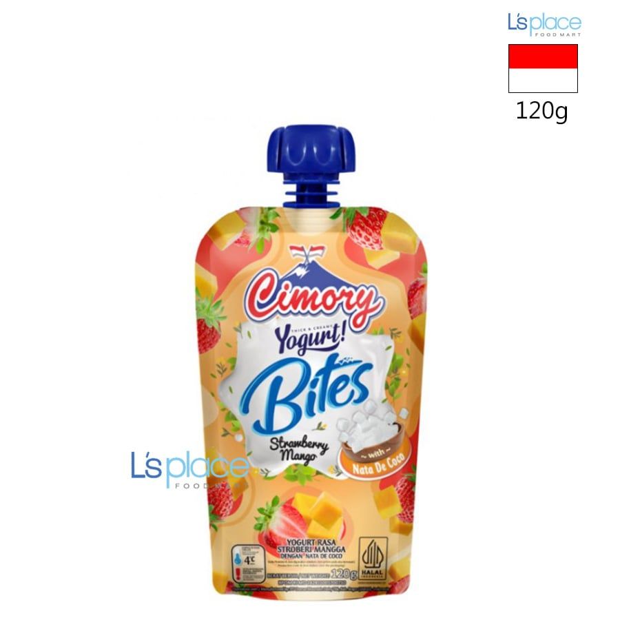 Cimory Sữa chua túi vị dâu tây & xoài với Thạch dừa