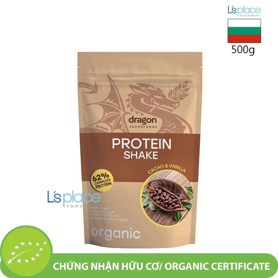 Dragon Superfoods Bột protein thực vật hữu cơ vị Cacao & Vani
