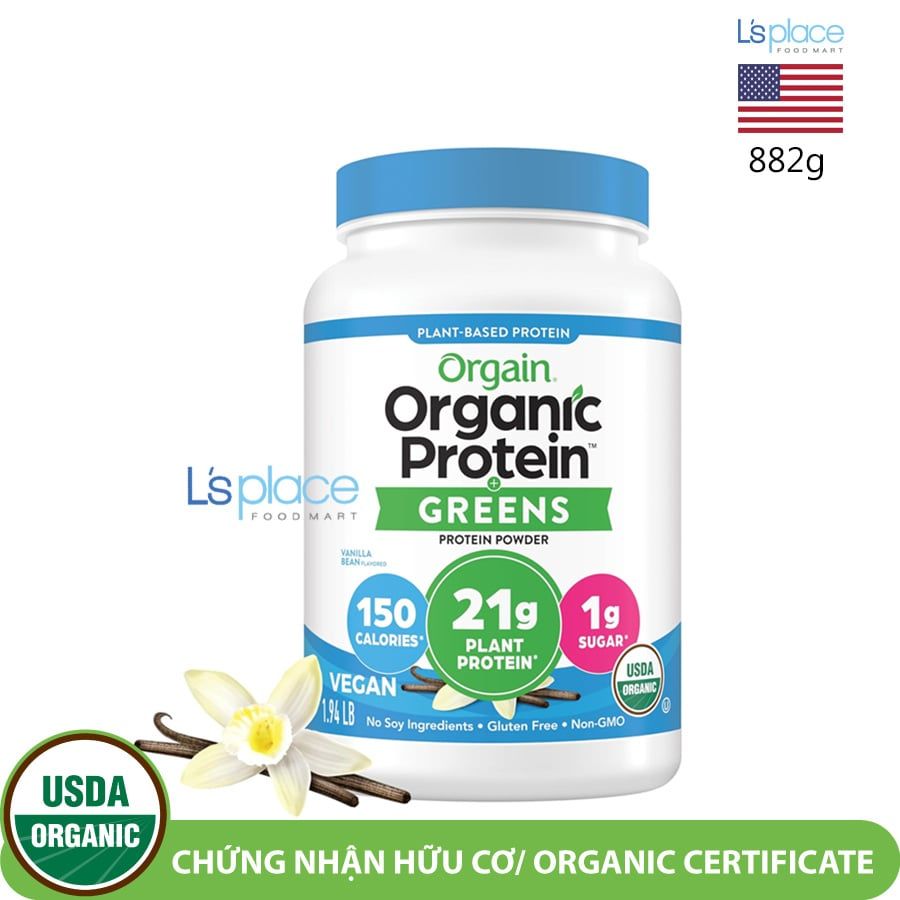 Orgain Bột uống Protein Greens hữu cơ vị vani hộp nhỏ