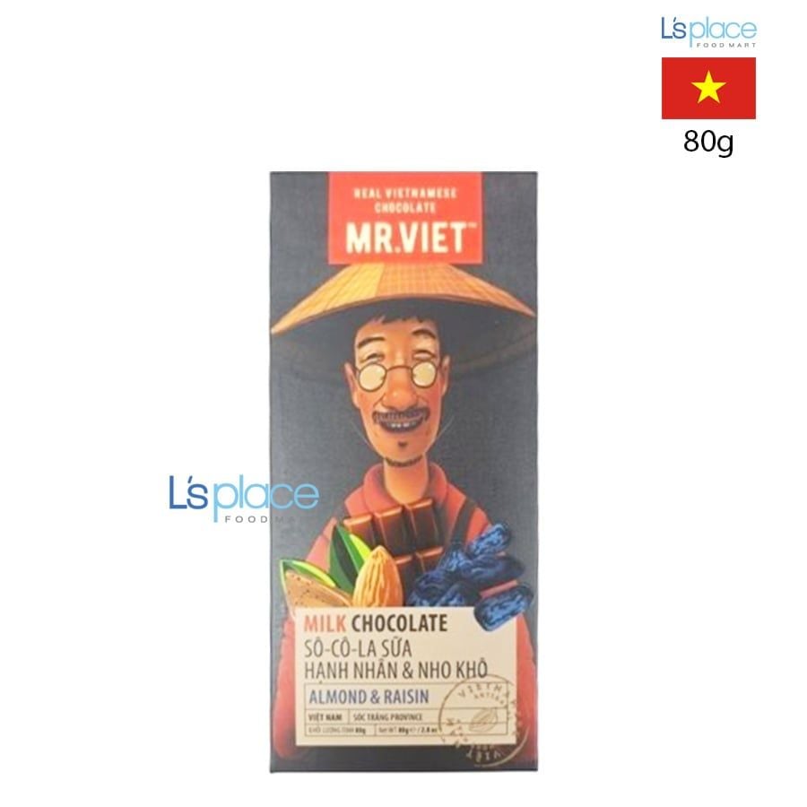 Mr. Viet Thanh socola sữa hạnh nhân và nho khô