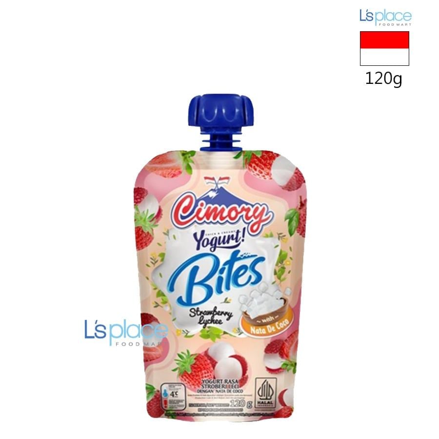 Cimory Sữa chua túi vị dâu tây & vải với Thạch dừa