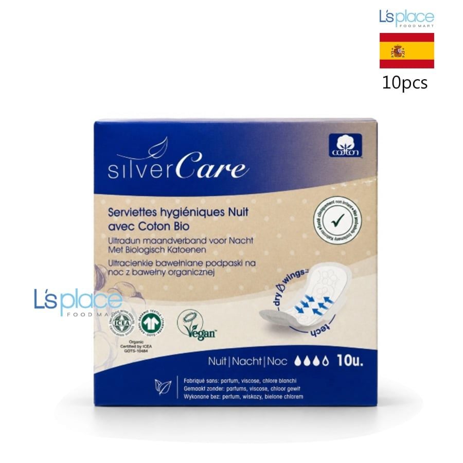 Silver Care Băng Vệ Sinh Hữu Cơ Siêu Mỏng Có Cánh Ban Đêm