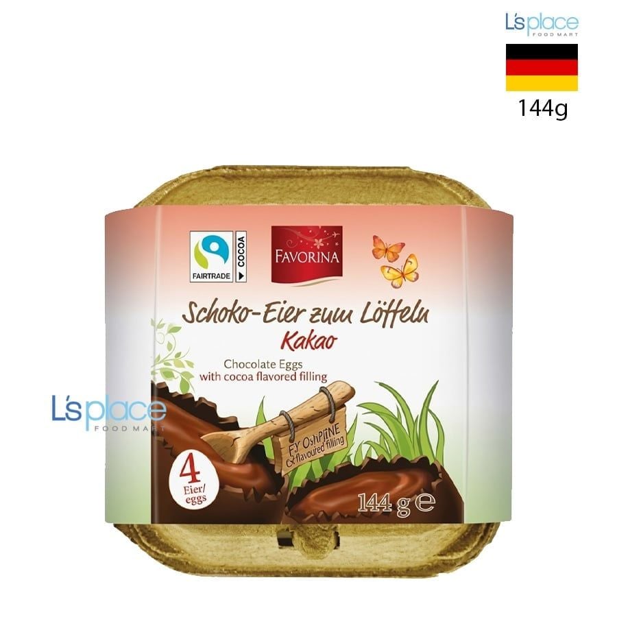 Favorina Hộp Socola trứng nhân kem cacao kèm thìa gỗ