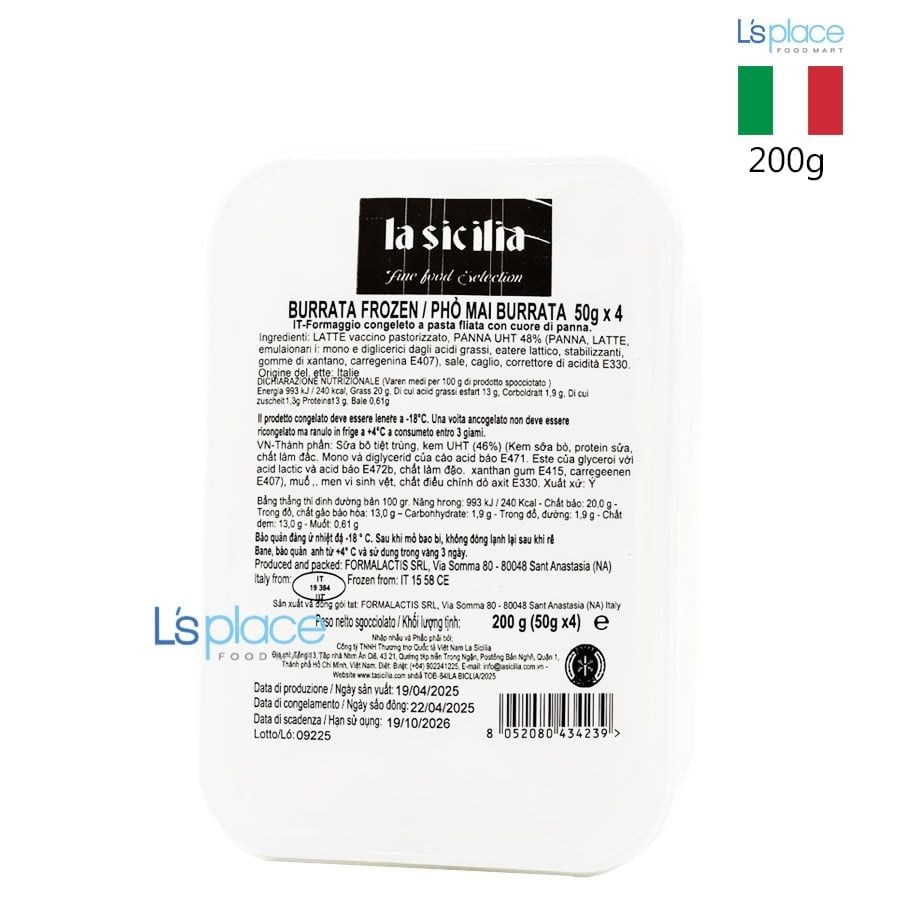 La Sicilia Phomai Burrata đông lạnh