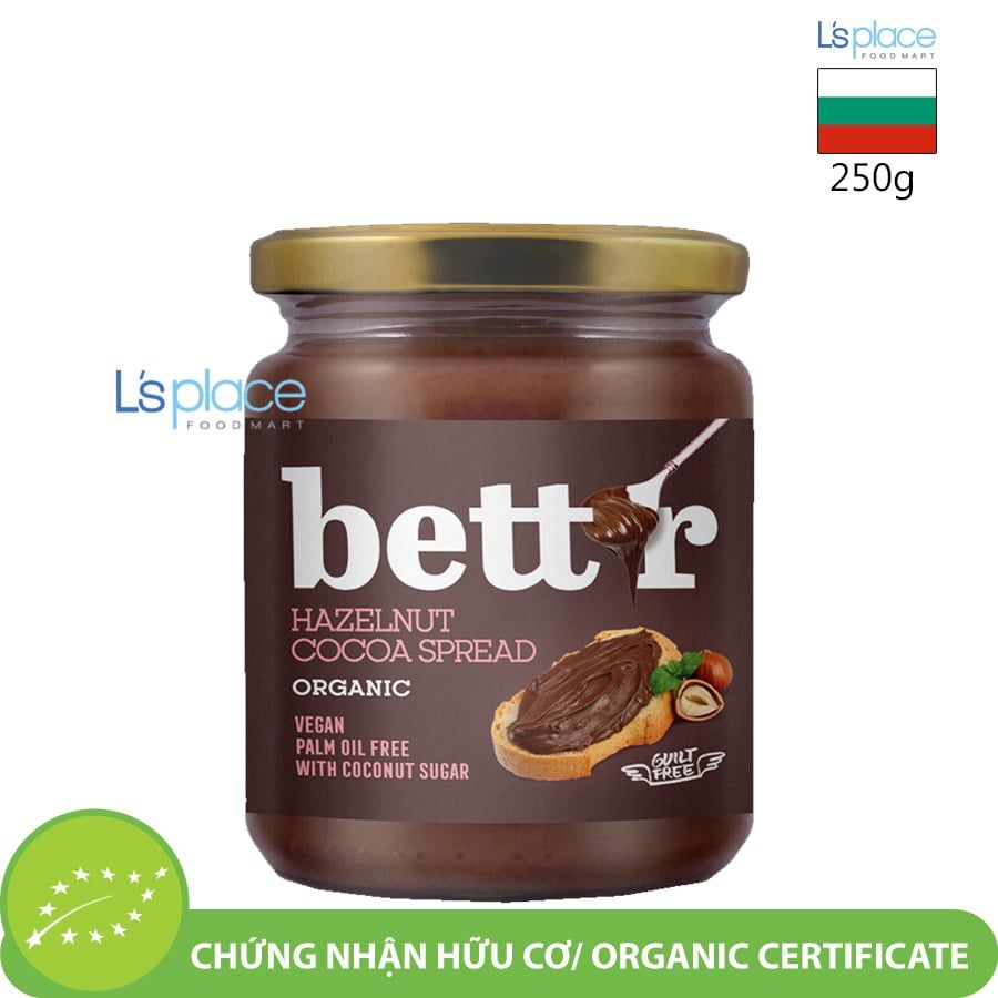 Bett'r Bơ Cacao hạt phỉ hữu cơ