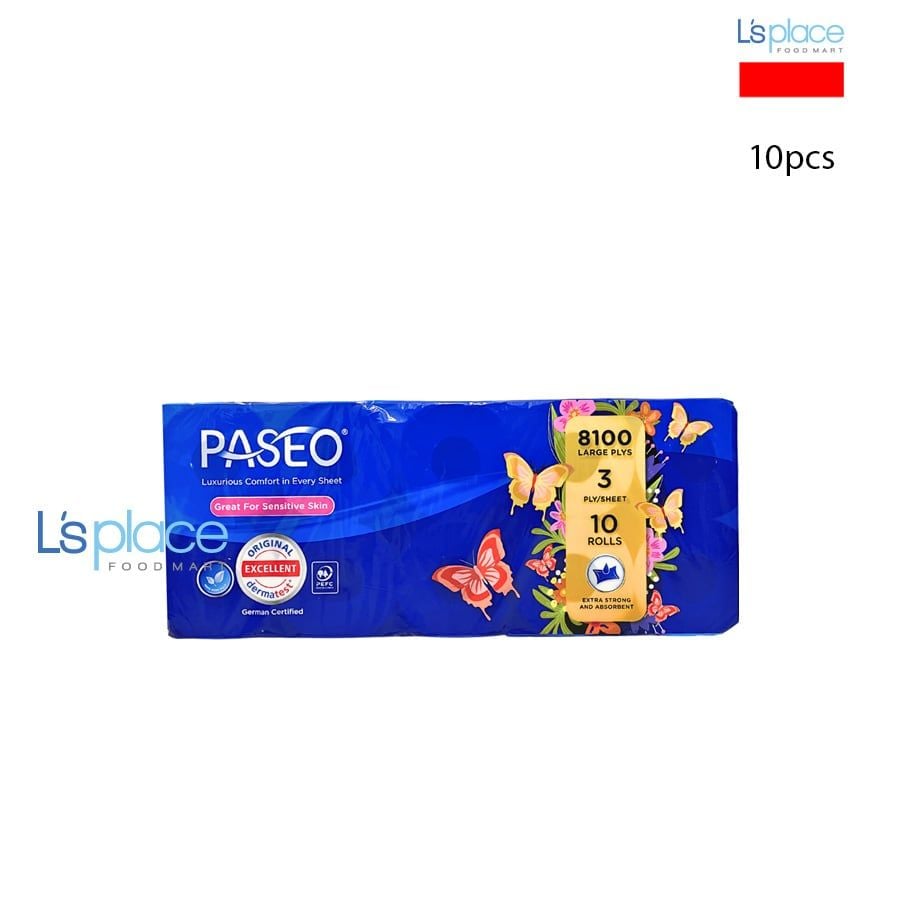 Paseo Giấy vệ sinh loại 10 cuộn có 3 lớp in bướm