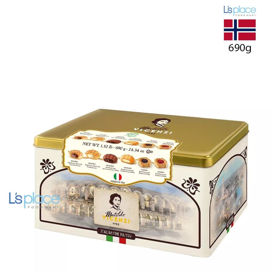 Vicenzi Bánh quy tổng hợp Verona hộp thiếc