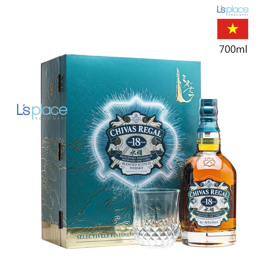 Chivas 18 Rượu hộp quà Mizunara oak – L's Place Foodmart