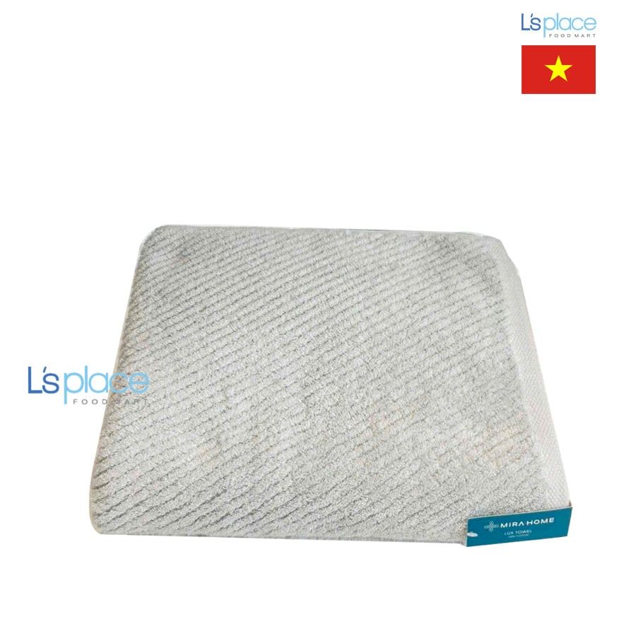 Mira Home Khăn tắm màu ghi sóng trắng