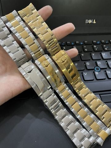  Dây Đồng Hồ Rolex Loại 3 Mắt Đúc Đặc Không Gỉ Size 20 Tặng Kèm Dụng Cụ Thay Dây 