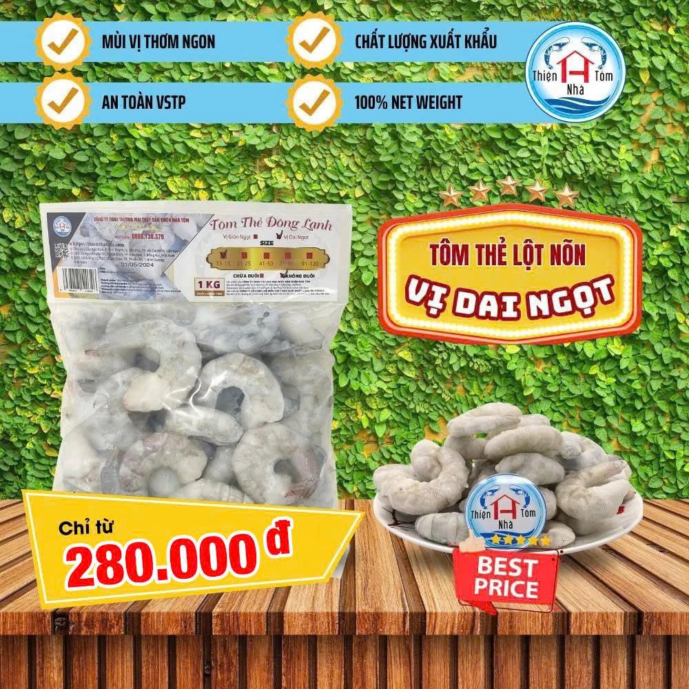  Tôm Thẻ Lột Nõn (Dai-Ngọt) Túi 1kg 