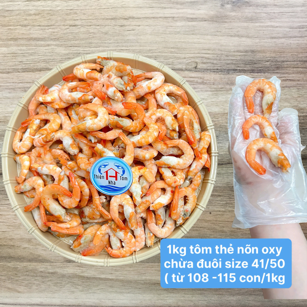  Tôm Thẻ Nõn Oxy Hấp Chừa Đuôi - Túi 1Kg 