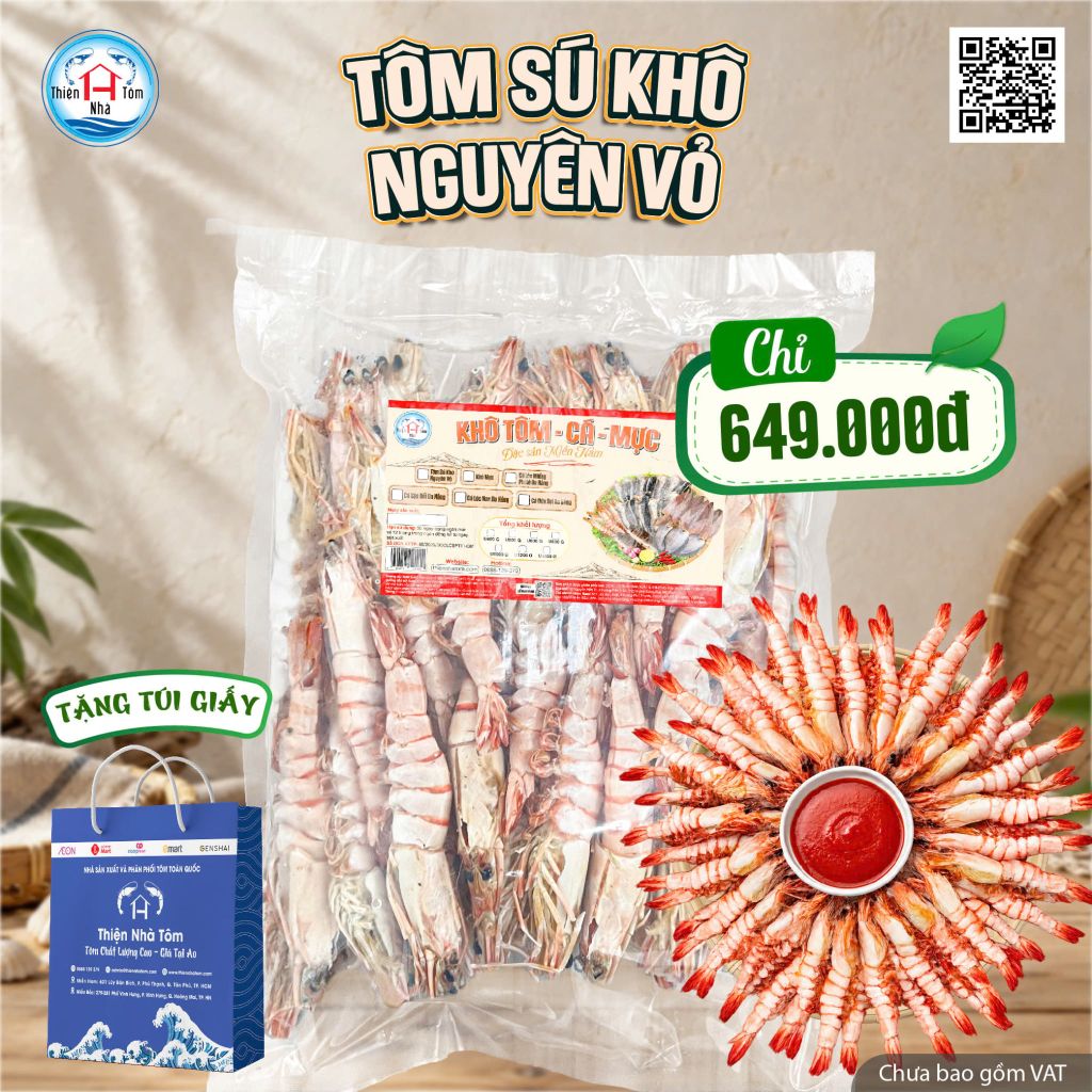  Tôm Sú Khô Nguyên Vỏ Thượng Hạng 