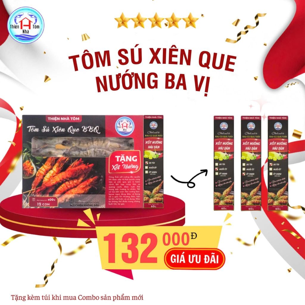  Tôm Sú Xiên Que Nướng Ba Vị hộp 400G 